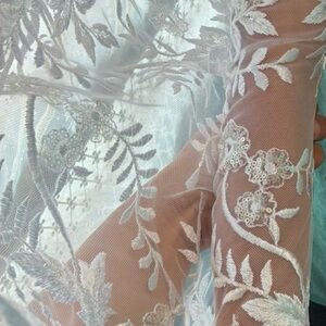 Floral Embroidered Sheer Fabric